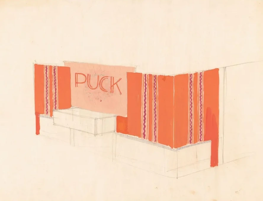 Designs for the Puck Theater (later Elgin Movie Theater, then Joyce Movie Theater), New York, NY. Exterior per