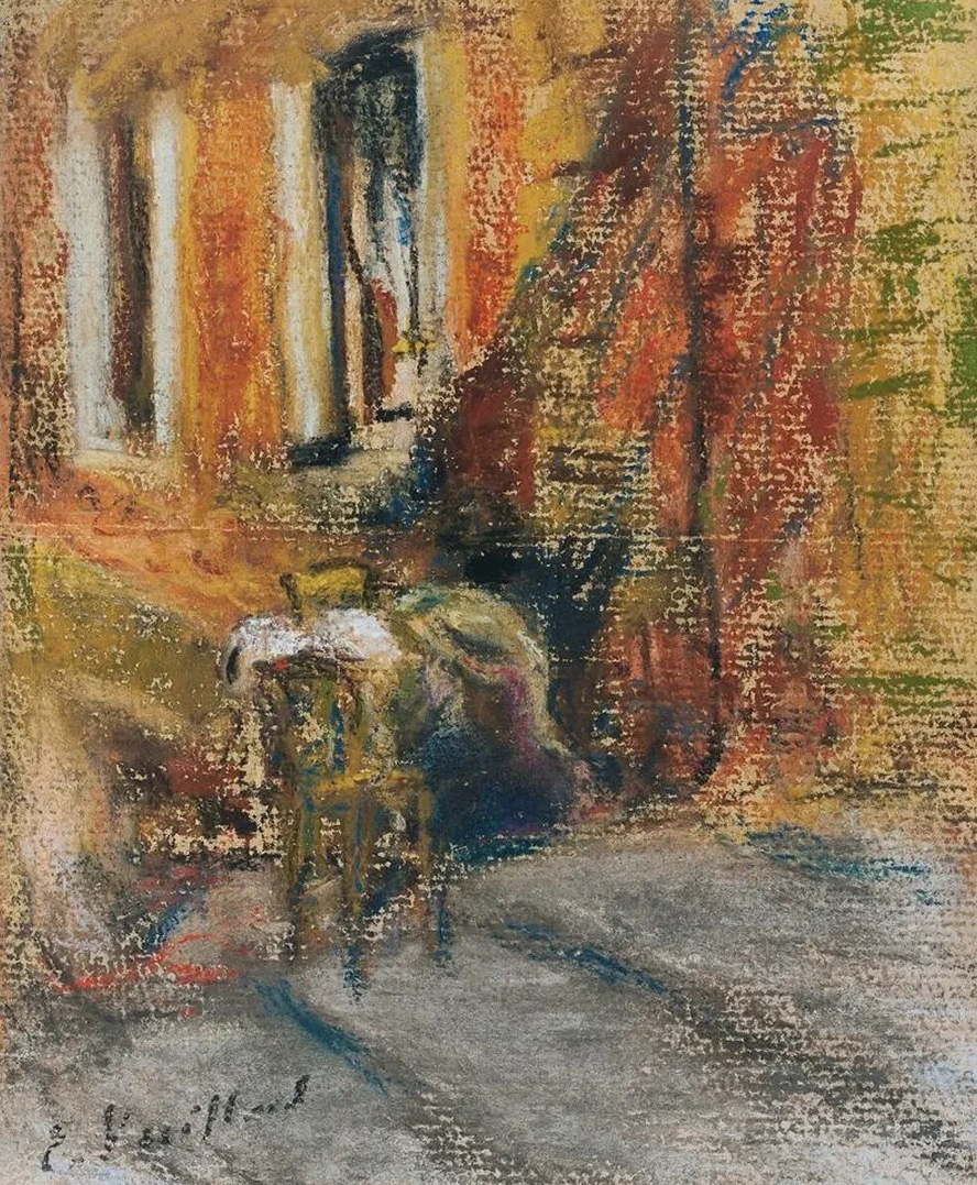 Deux Figures Assises Sur les Marches D Une Maison