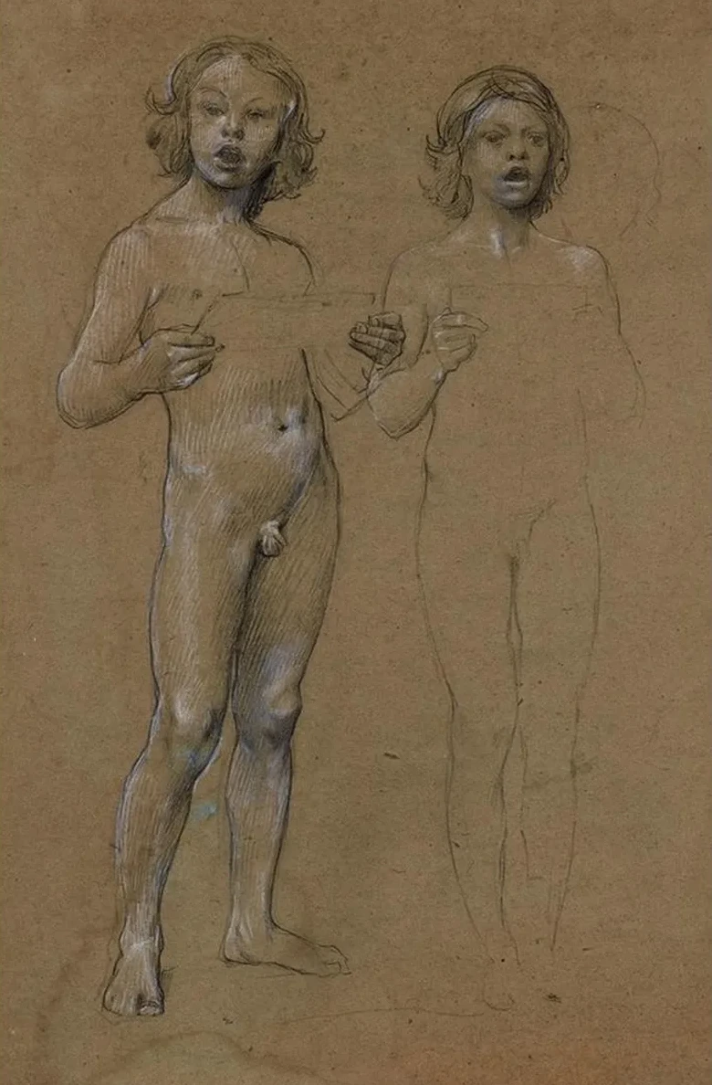 Deux Gar Ons Nus Chantant