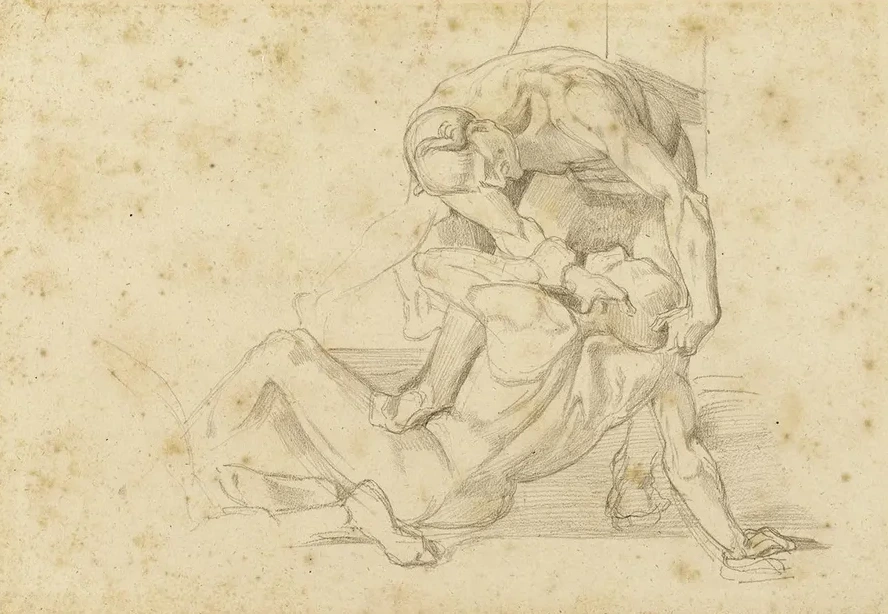 Deux Hommes Nus Luttant (copie D Un Fragment de Fresque Par Luca Signorelli)