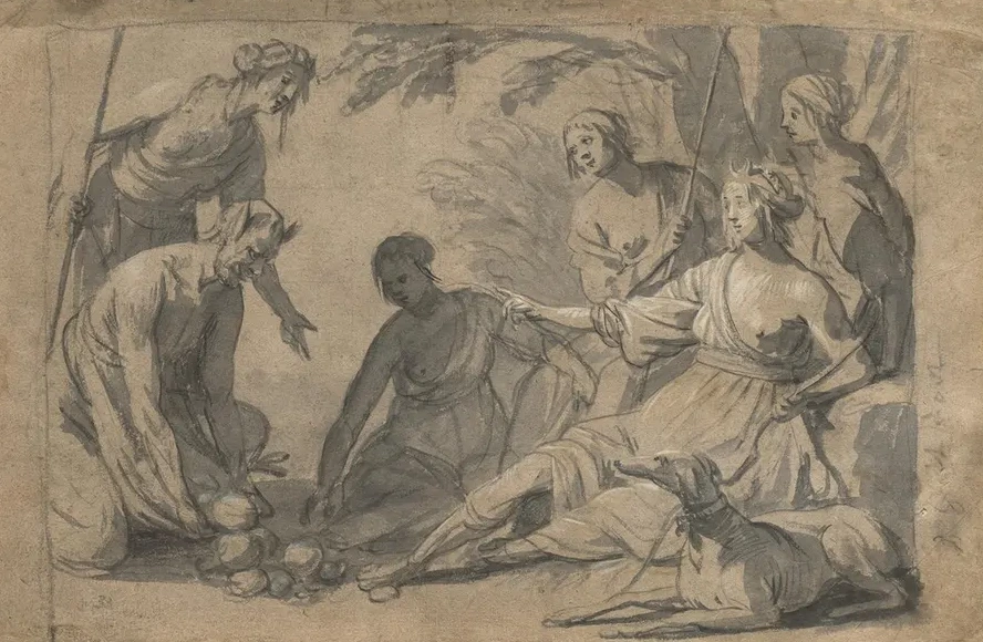 Diana and Four Nymphs Receiving Gifts from a Satyr