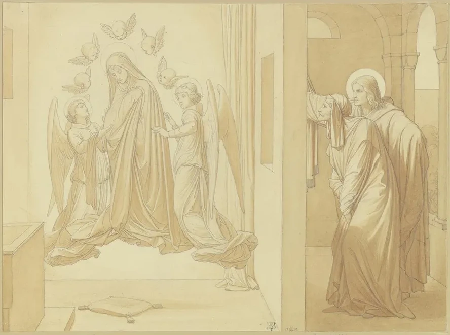 Die Heiligen Johannes Der Evangelist Und Dionysos, Die IM Gebet Schwebende Maria Beobachtend