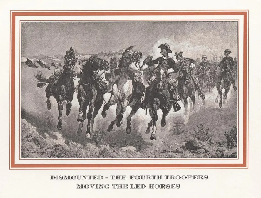 Dismounted the Fourth Troopers Moving the Led Horses