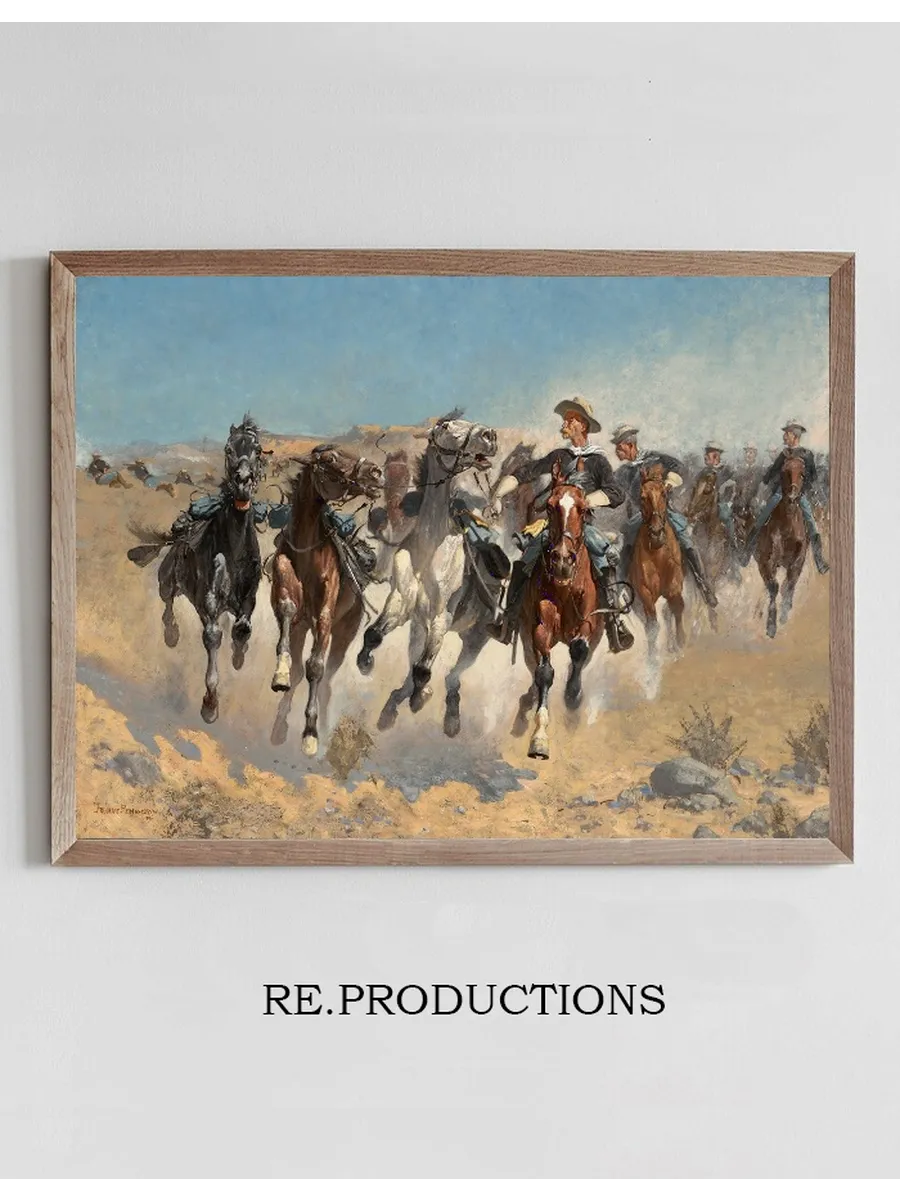 Dismounted,the Fourth Troopers Moving The Led Horses