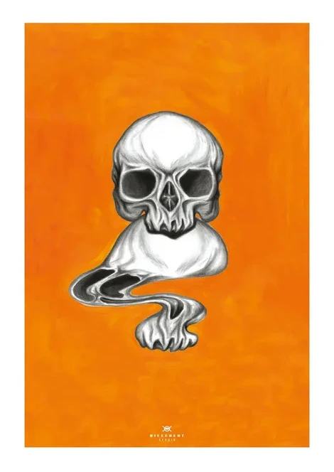 Distorted Skull Orange