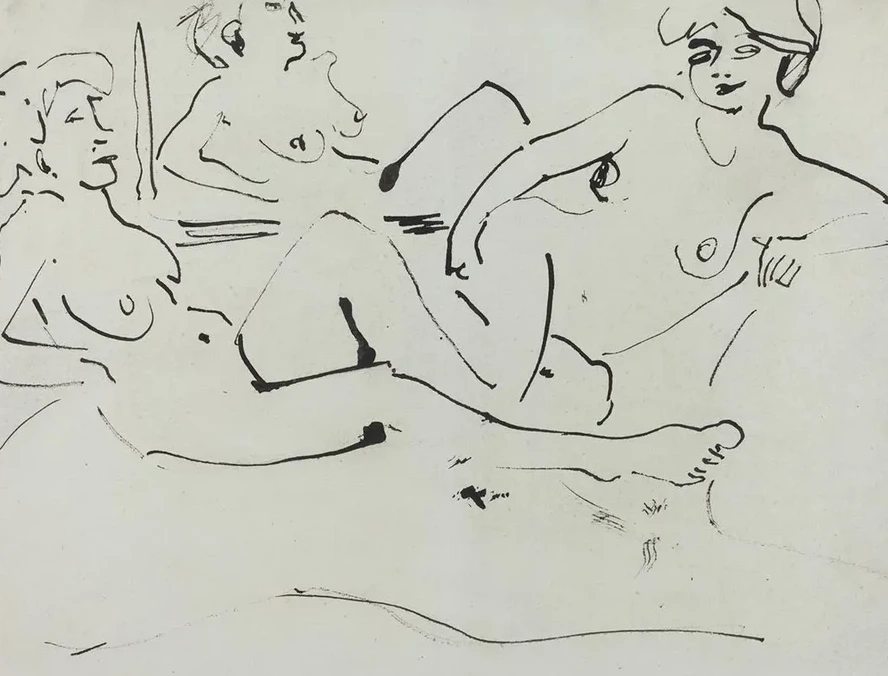 Dodo and an Older Woman Reclining Before a Mirror