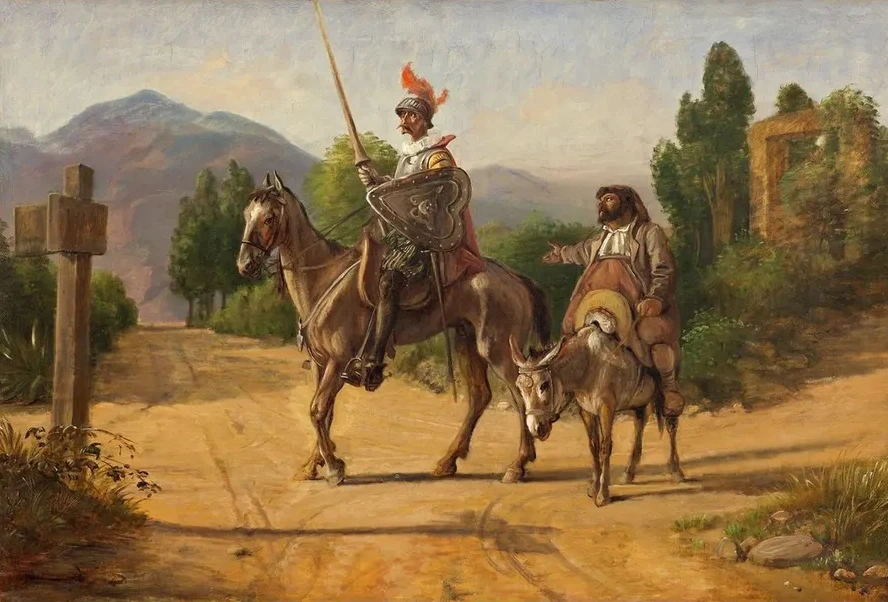 Don Quixote and Sancho Panza at a Crossroad