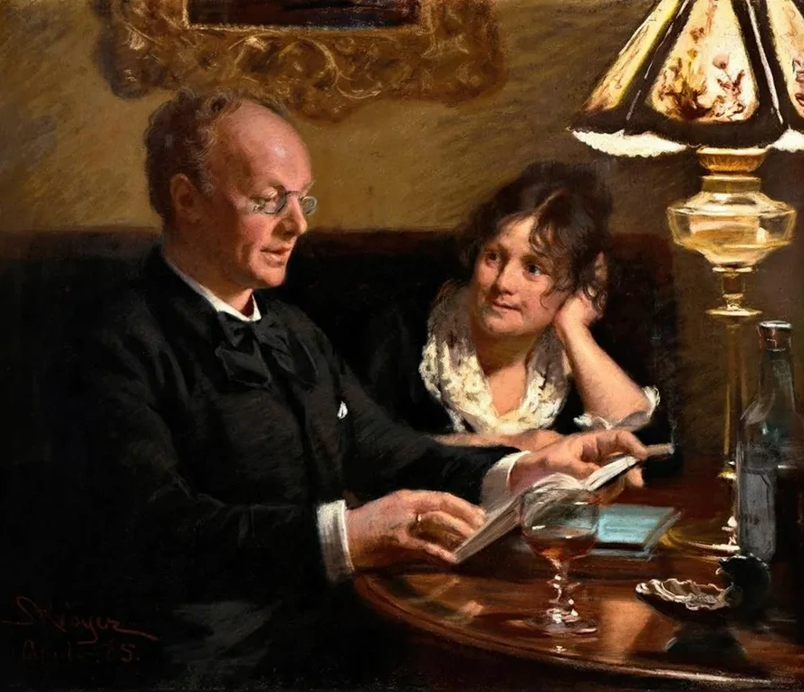 Double Portrait of Royal Actor Emil Poulsen (1842 - 1911) and His Wife Anna, Born N Ser (1849 - 1934)