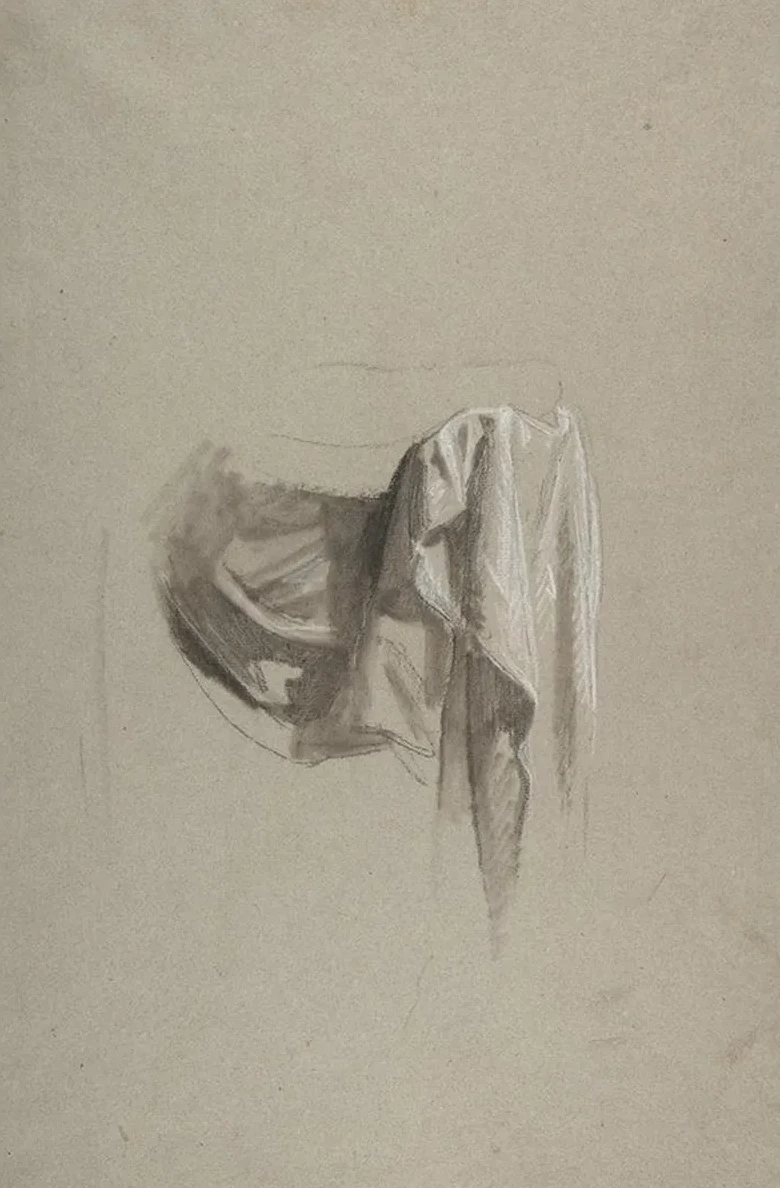 Drapery Study for Figure Holding Crown