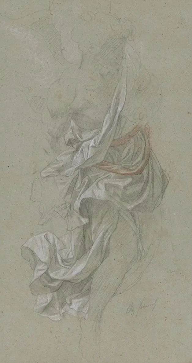 Drapery study for An Angel Attending God the Father, in Le Paradis Perdu (ParadiseLost)
