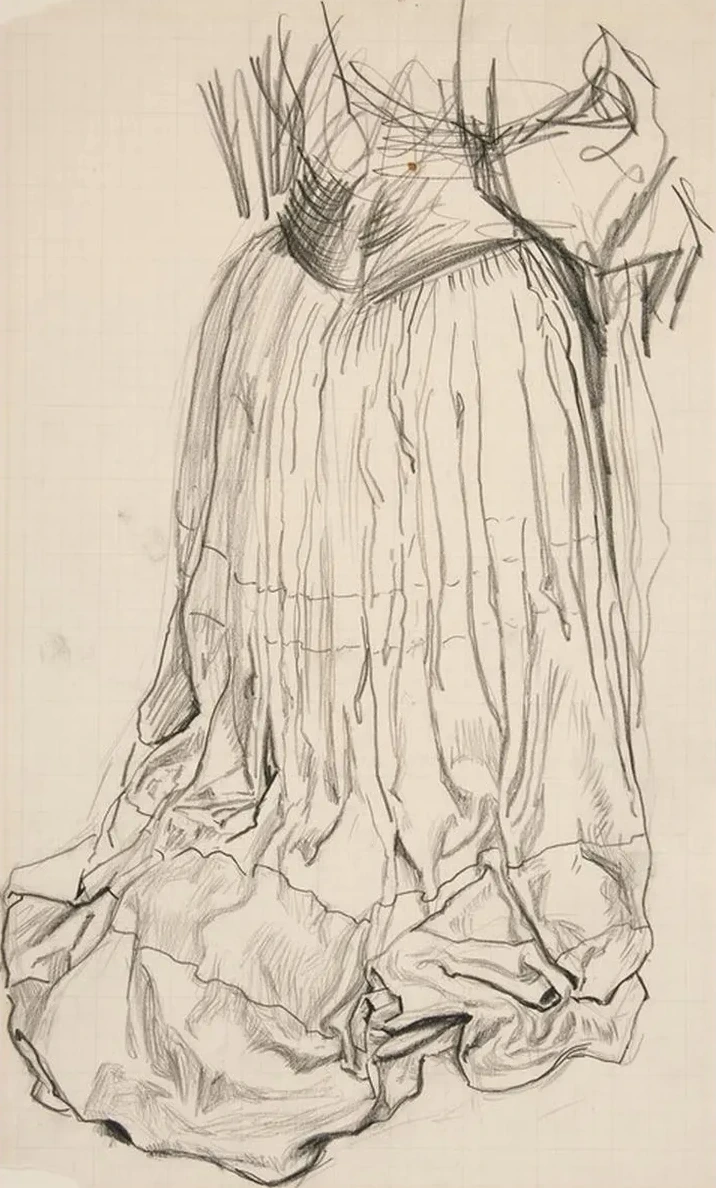 Drapery Study for Galahad Departs in the Quest of the Holy Grail Mural Series at Boston Publiclibrary
