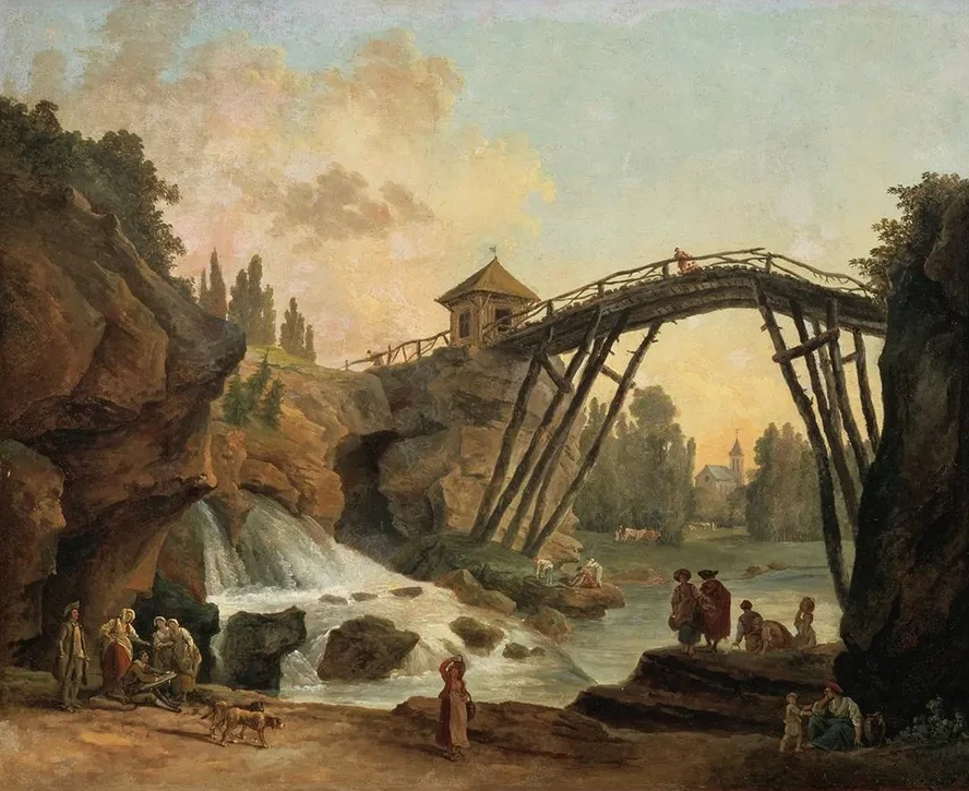 Draughtsman Drawing the Wooden Bridge in the Park of M R Ville