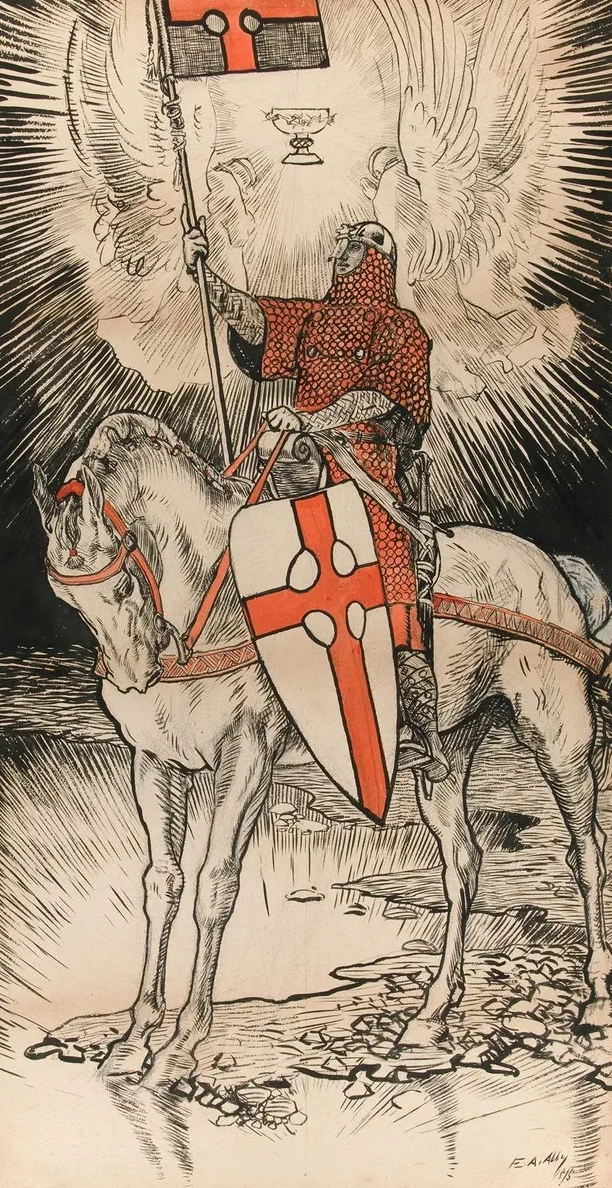 Drawing for the Poster Publicizing the Exhibition for and Publication of the Book of Abbey's Quest of the Holy
