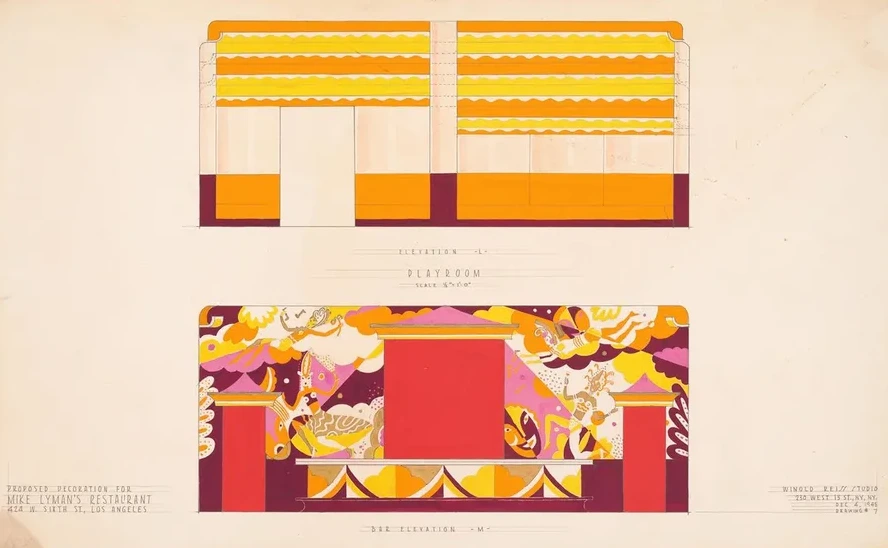 Drawings for proposed decorations of Mike Lyman's Restaurant, 424 W. Sixth St., Los Angeles, CA. Drawing 7, pl
