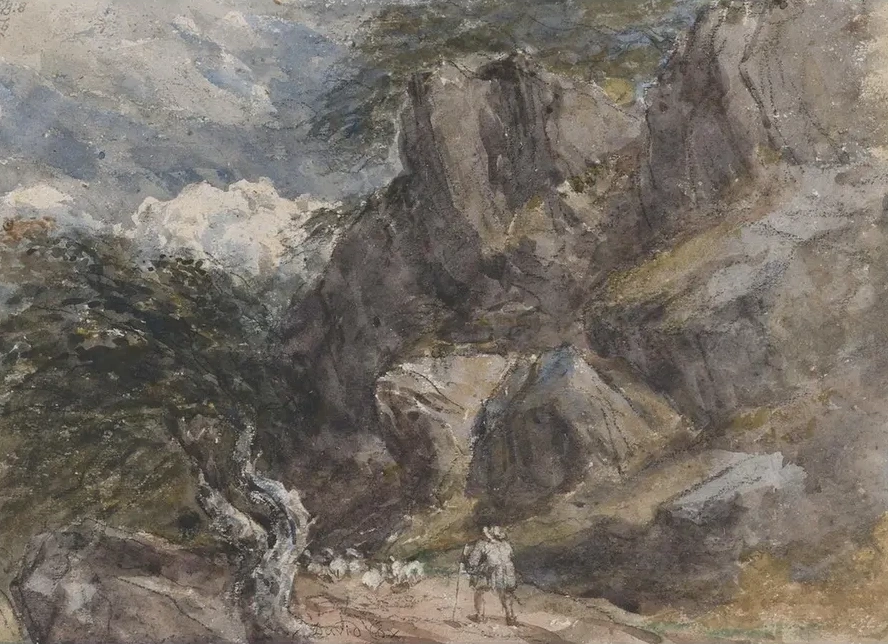 Driving Sheep in a Rocky Landscape