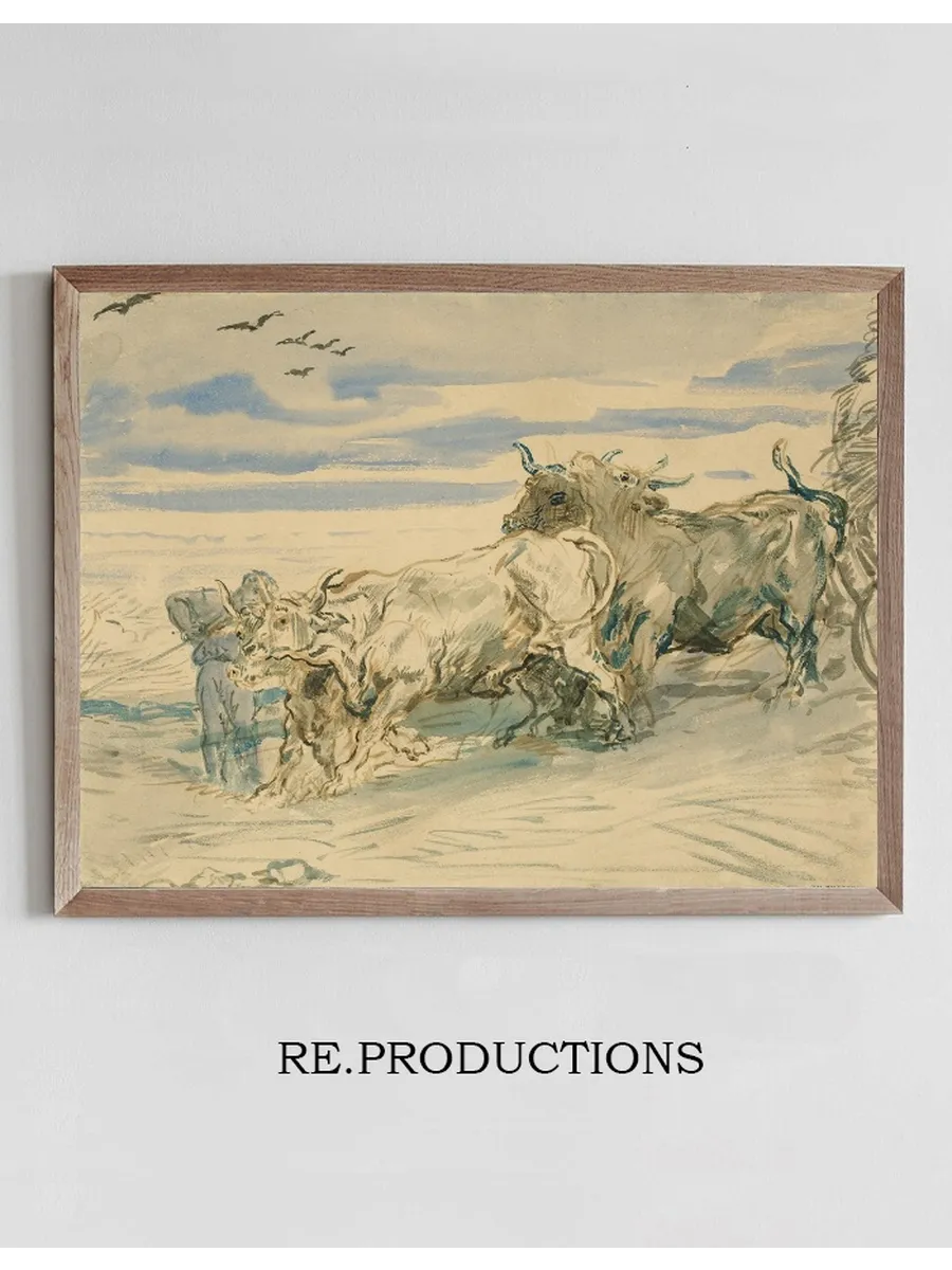Drover with Oxen Pulling a Cart