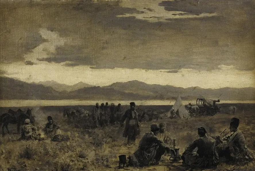 Early Morning Camp Near The Shore of Lake Urumiyah