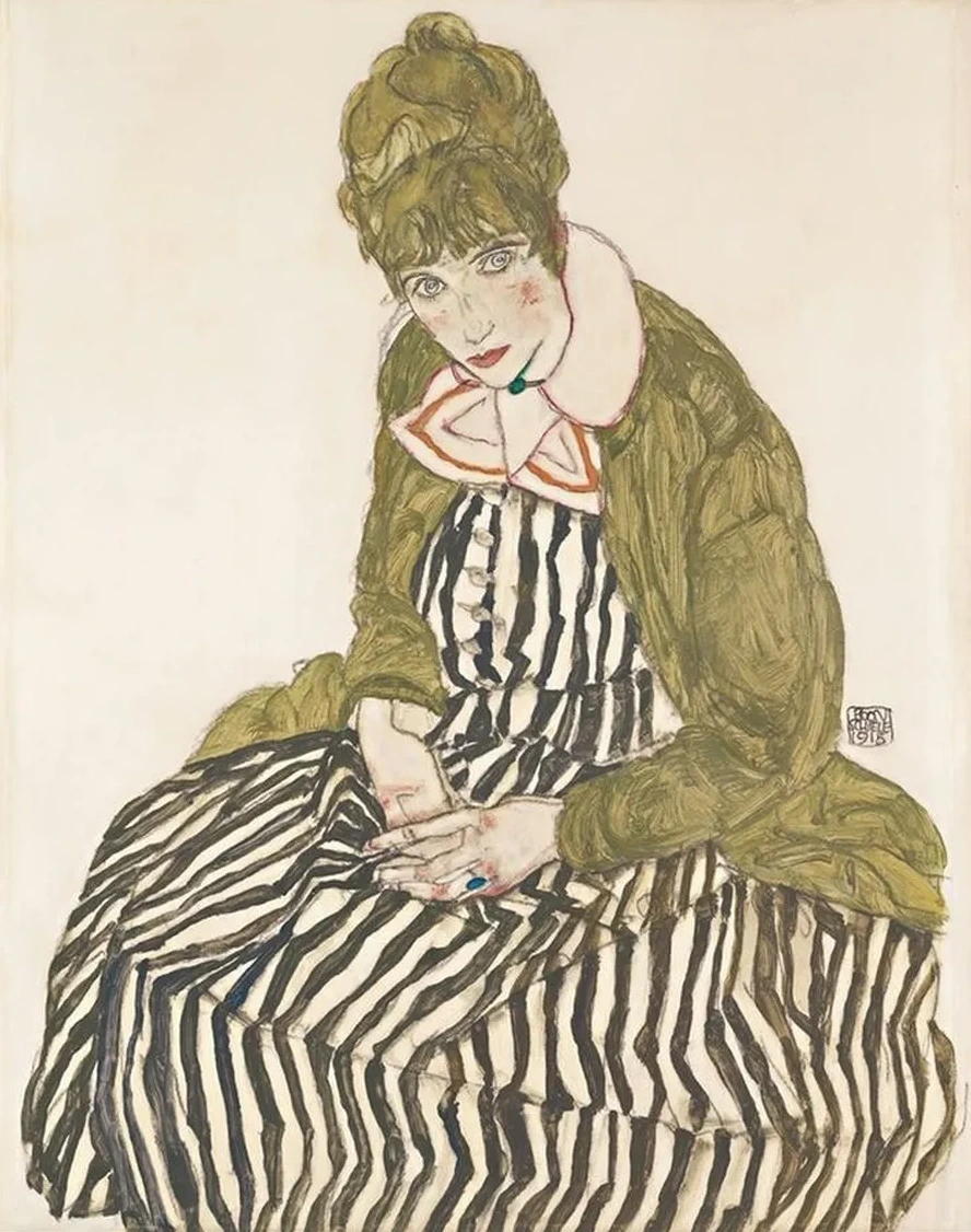 Edith with Striped Dress, Sitting