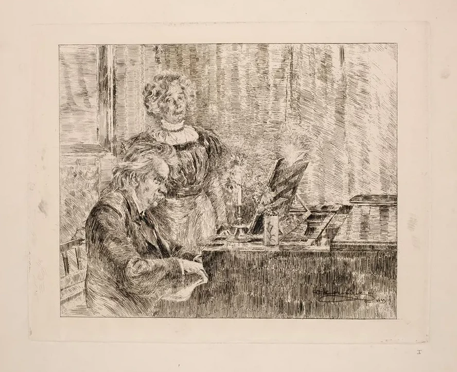 Edvard Og Nina Grieg Ved Klaveret