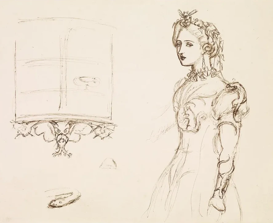 Effie Ruskin Wearing a Dress Decorated with Natural Ornament