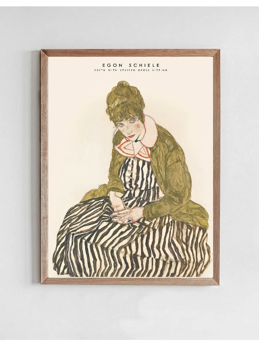 Egon Schiele - Edith in Striped Dress