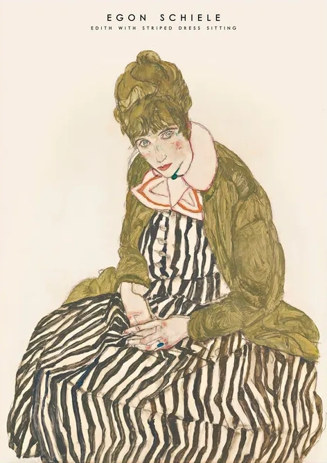 Egon Schiele - Edith in Striped Dress