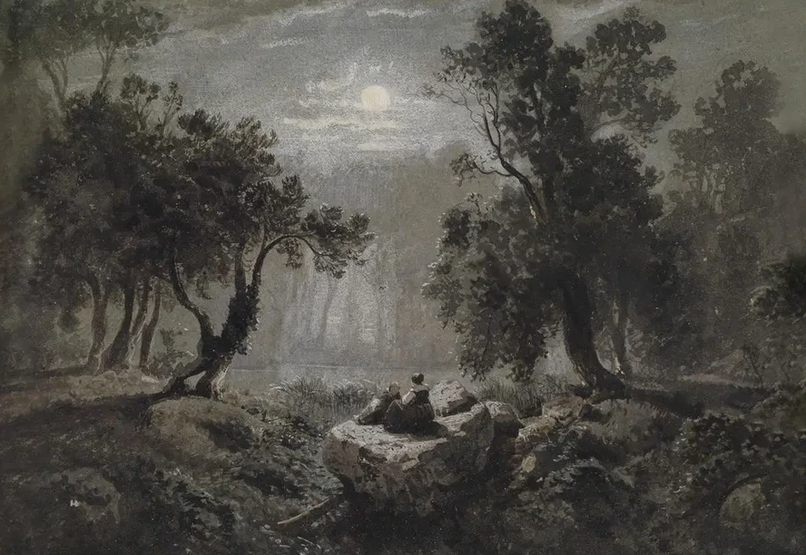Eine Romantische Waldlandschaft IM Mondlicht