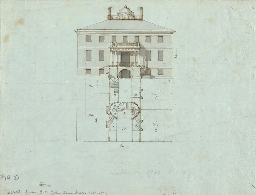 Elevation and Plan for Interior of Largehouse
