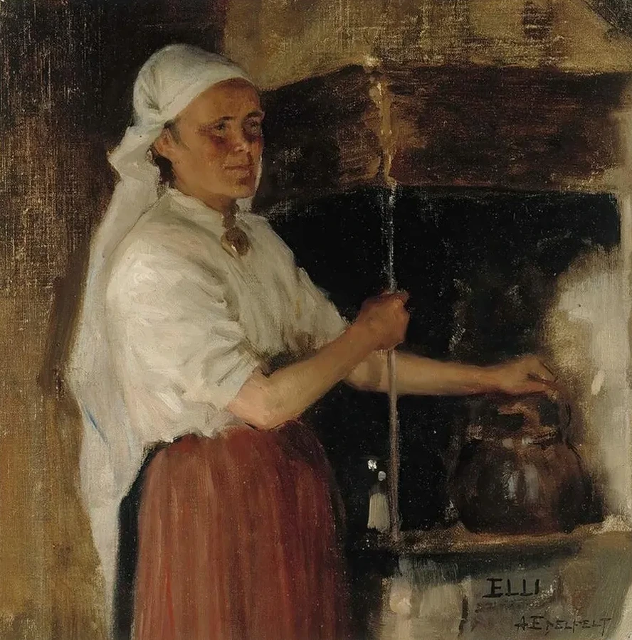 Elli J Ppinen at the Stove, Study