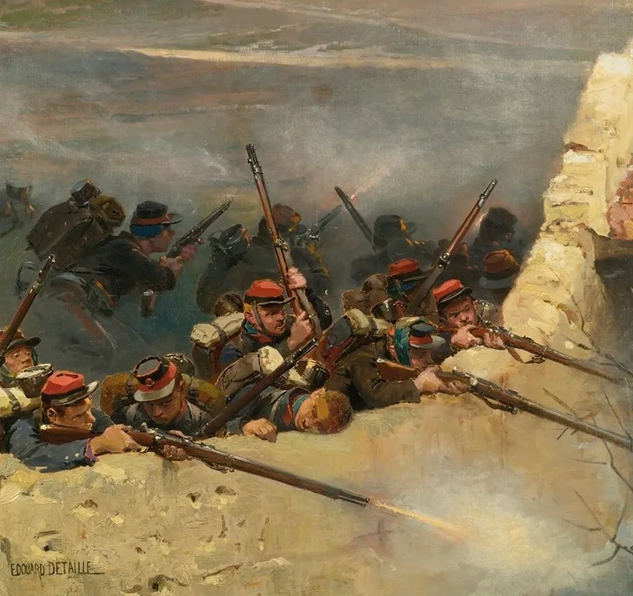 Embusqu's Derri re Un Mur. Fantassins De La Ligne A Fragment From The Panorama Of The Battle Of Champigny