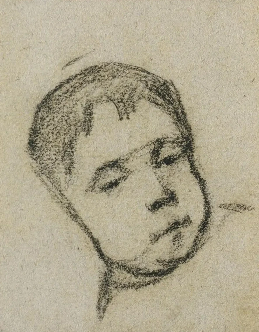 Emil Gauguin as a Child, Head on a Pillow