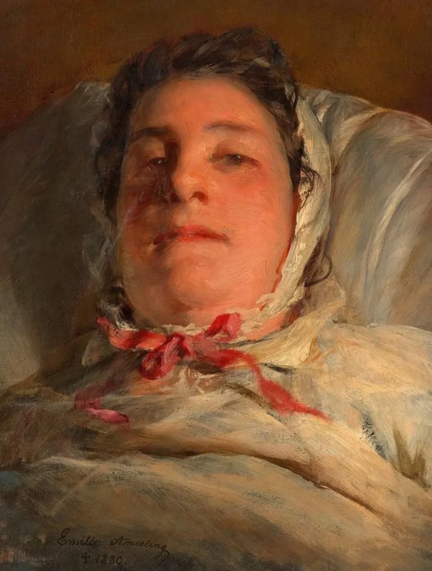Emilie Amerling, Geb. Heinrich Auf Dem Krankenbett (3. Frau Des K Nstlers)