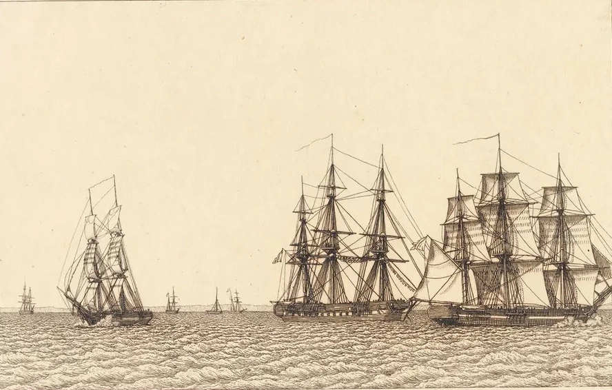 En Brig Sejlende Illustration Til Linearperspectiven, Tavle Ixb