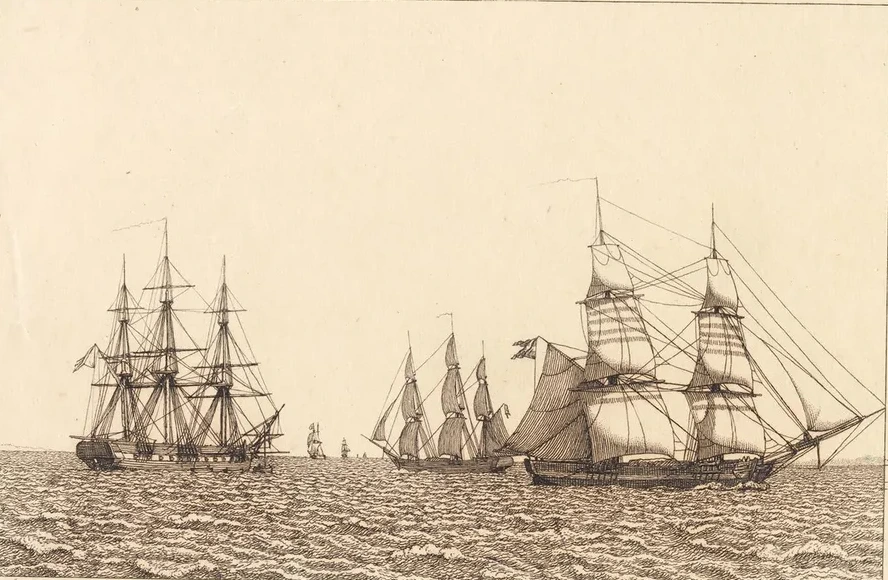 En Fregat Ligger for Anker Illustration Til Linearperspectiven, Tavle Ixb
