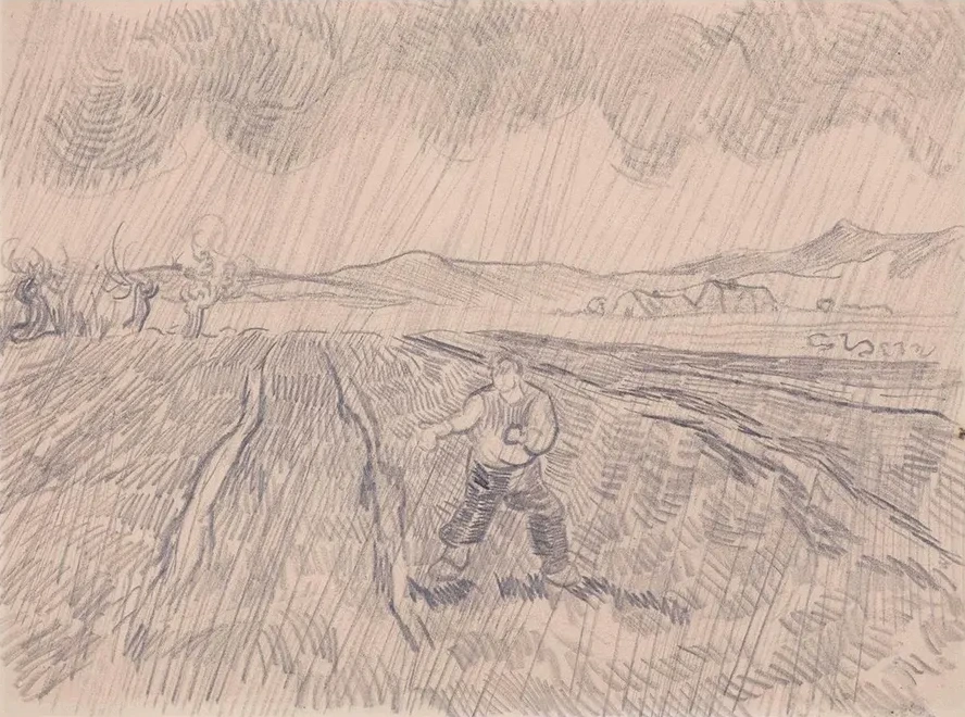 Enclosed Field with a Sower in the Rain