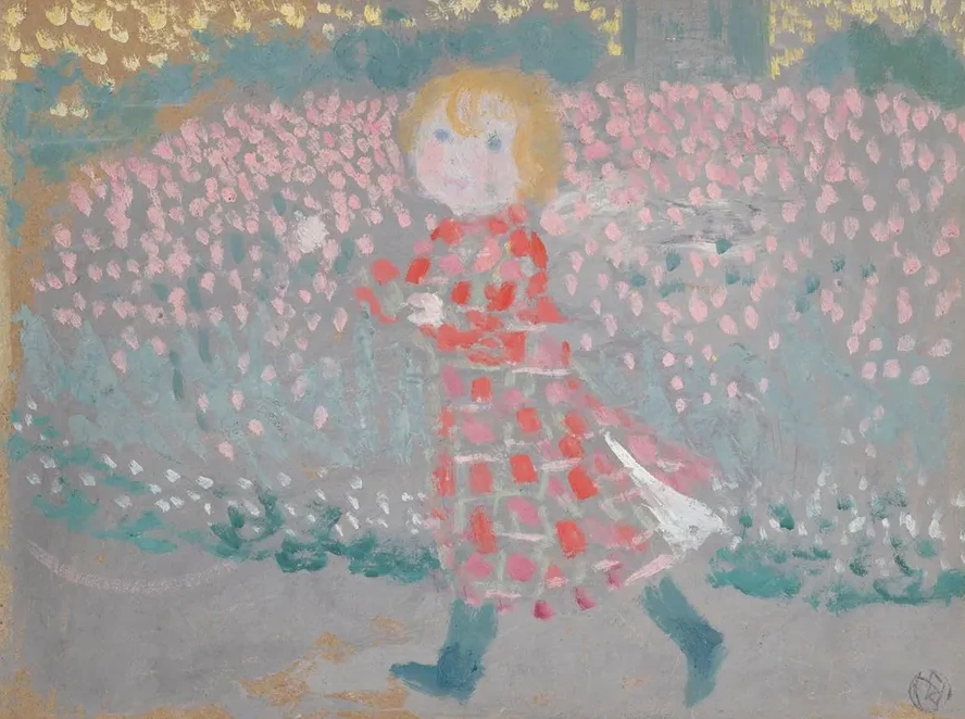 Enfant Au Tablier Rouge
