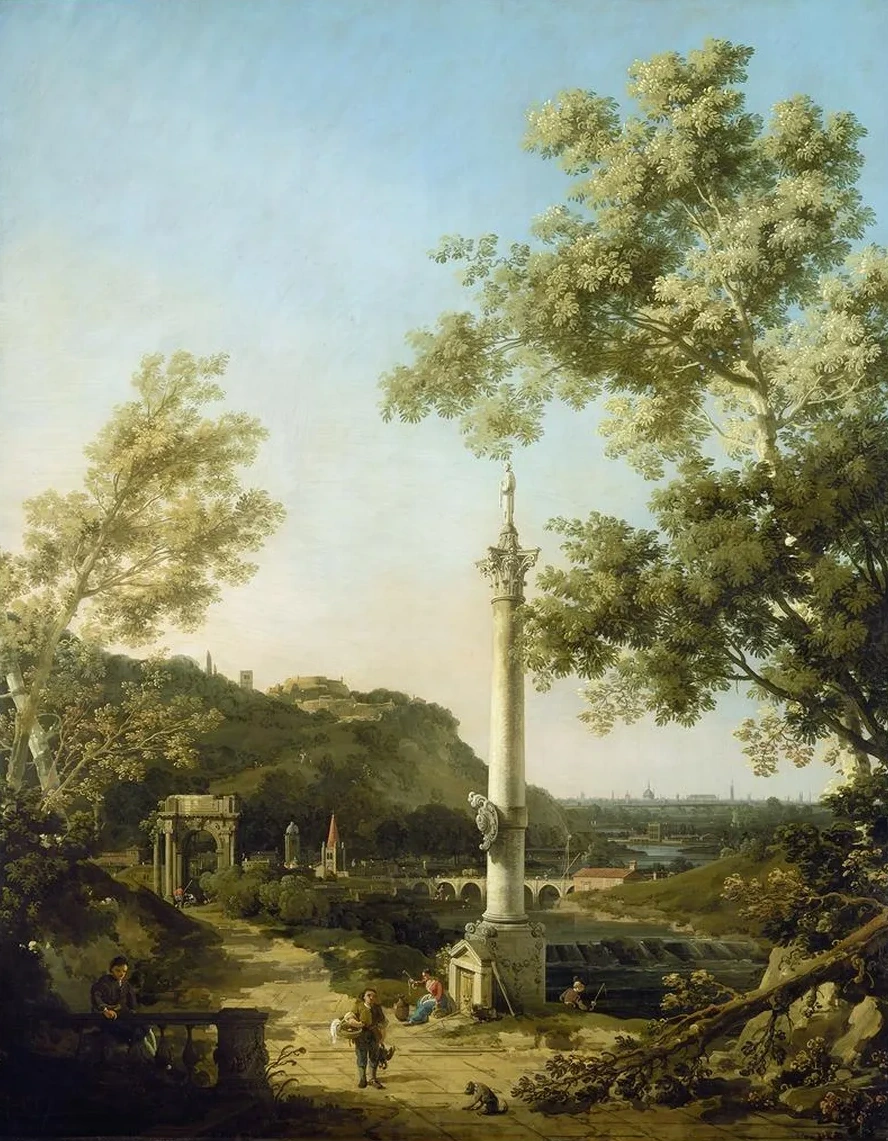 English Landscape Capriccio with a Column