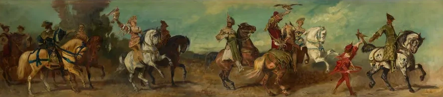 Entwurf zum Festzug 1879 Die Falkenjagd