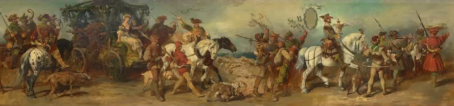 Entwurf Zum Festzug 1879 Jagdgruppe Mit Beutewagen