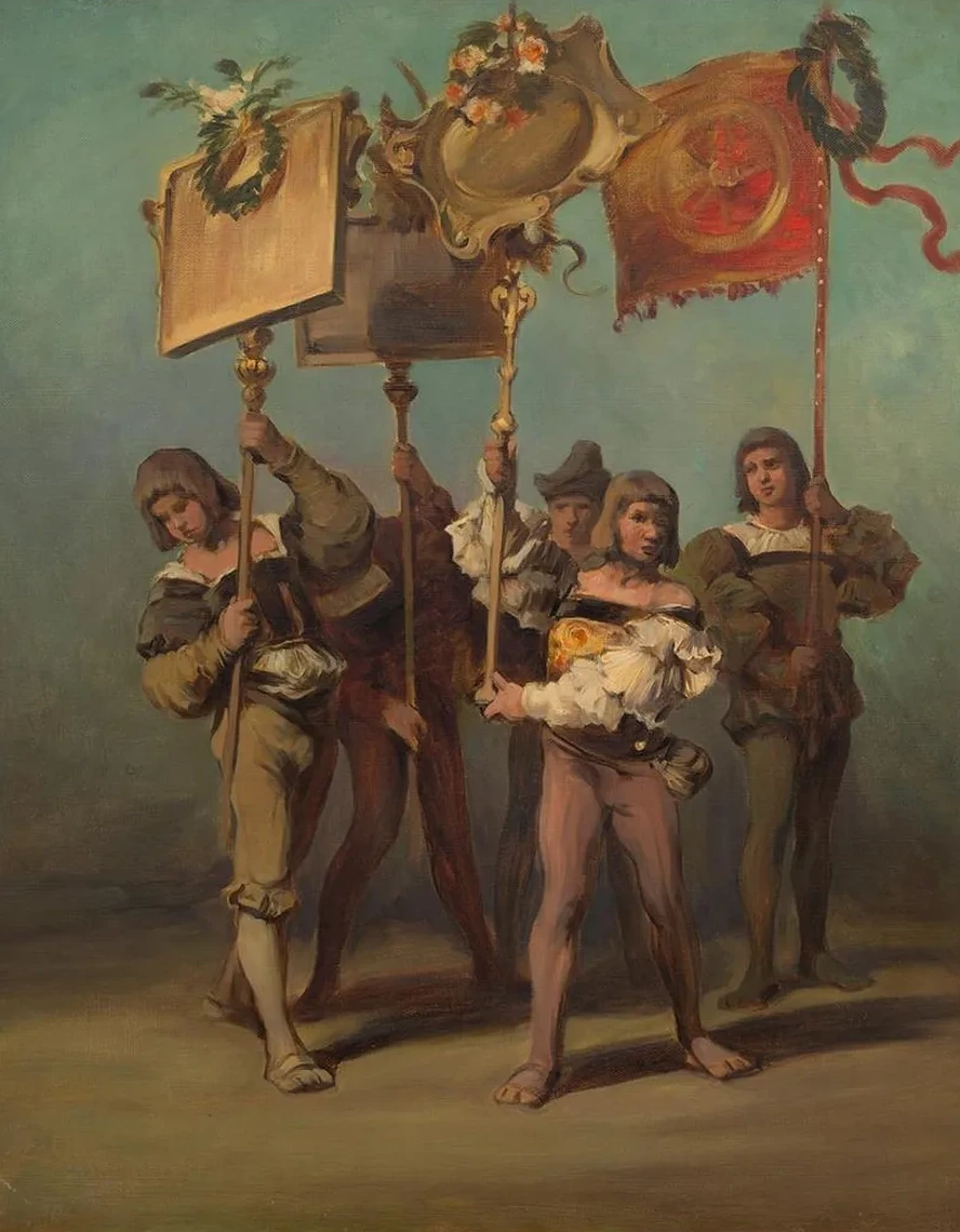 Entwurf Zum Festzug 1879 Standartentr Ger Der Tischler