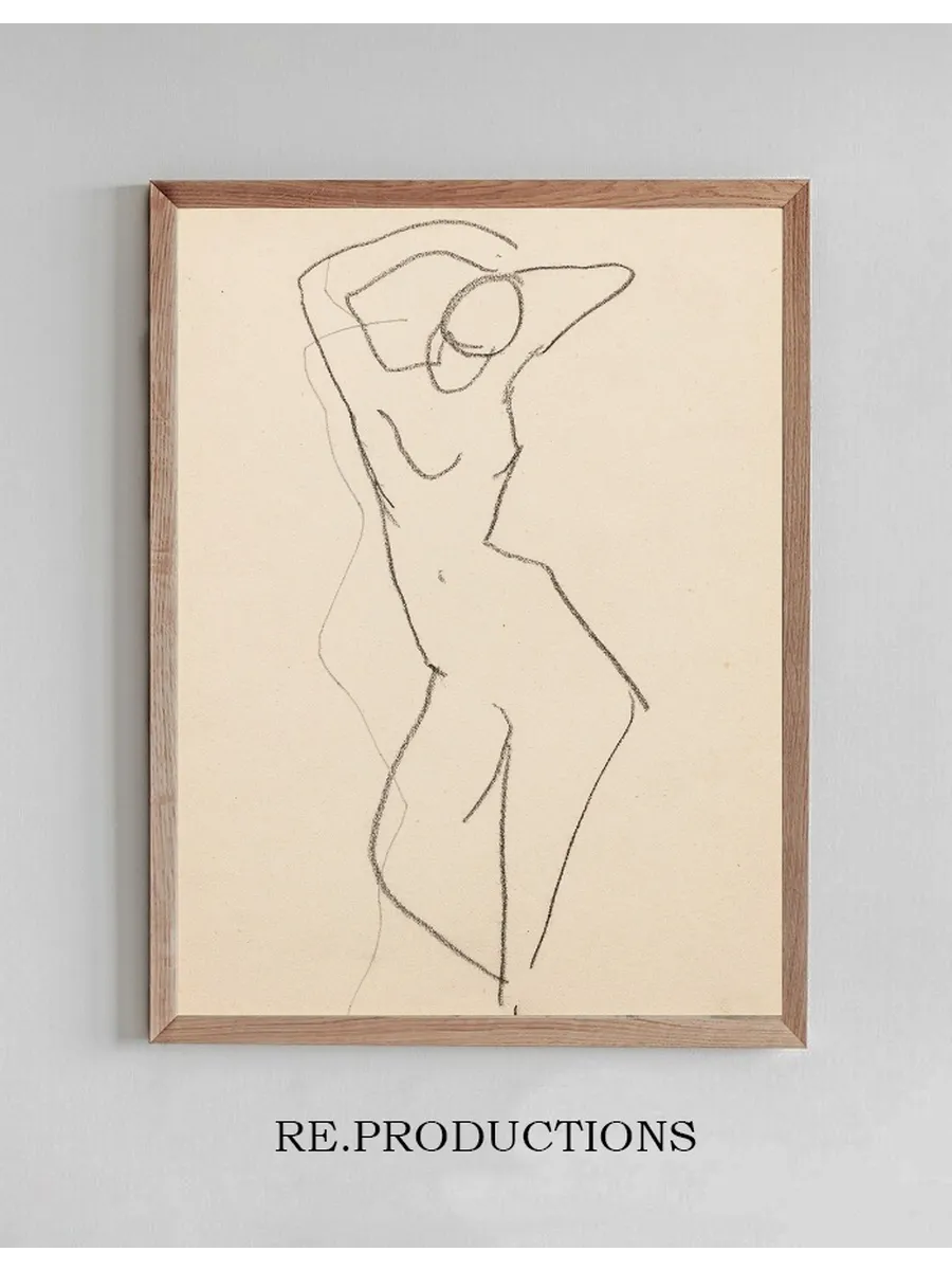 Esquisse de Femme Nue Debout de Face, Bras Au - Dessus de la T Te
