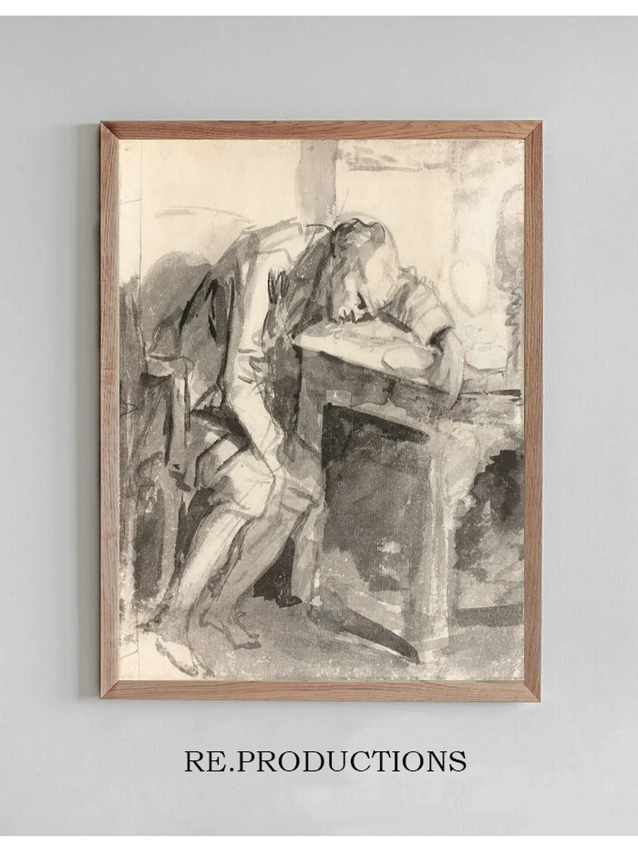 Etude D Homme Effondr Sur Une Table