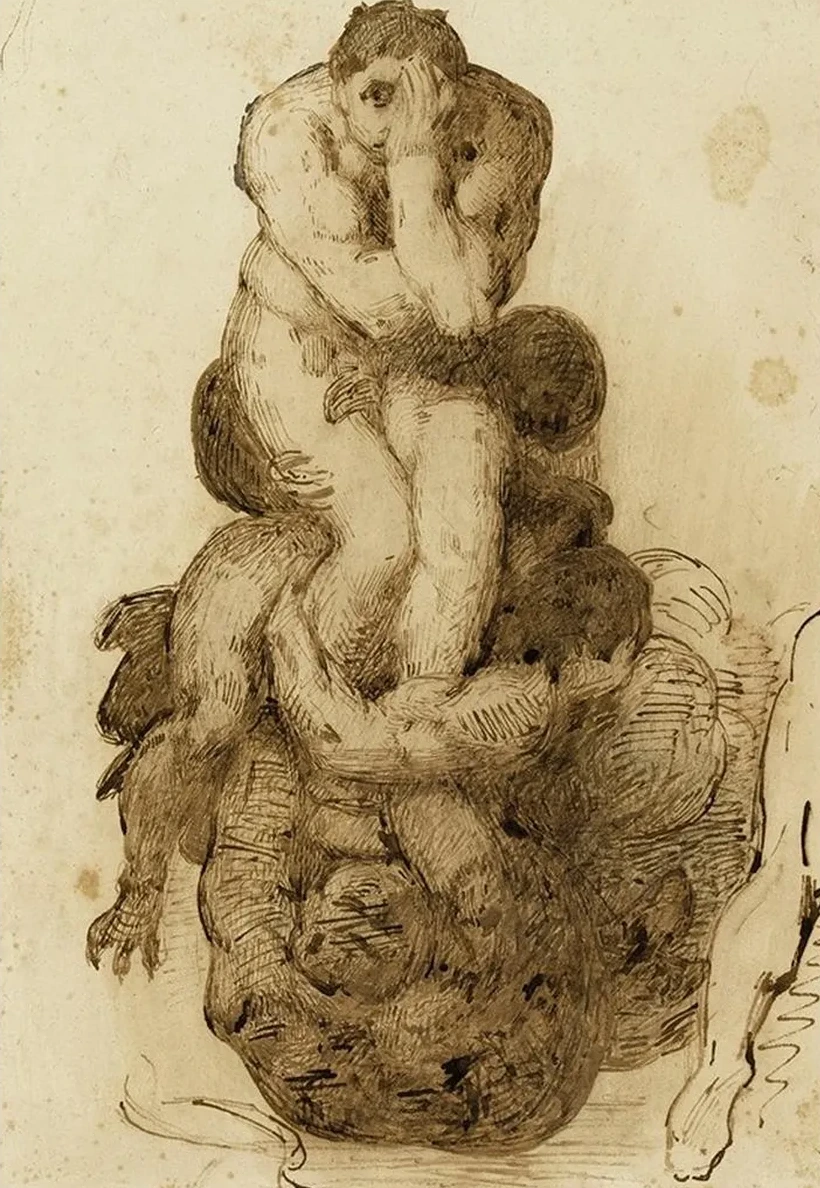 Etude D Un Damn du Jugement Dernier de la Chapelle Sixtine Rome, Par Michel - Ange