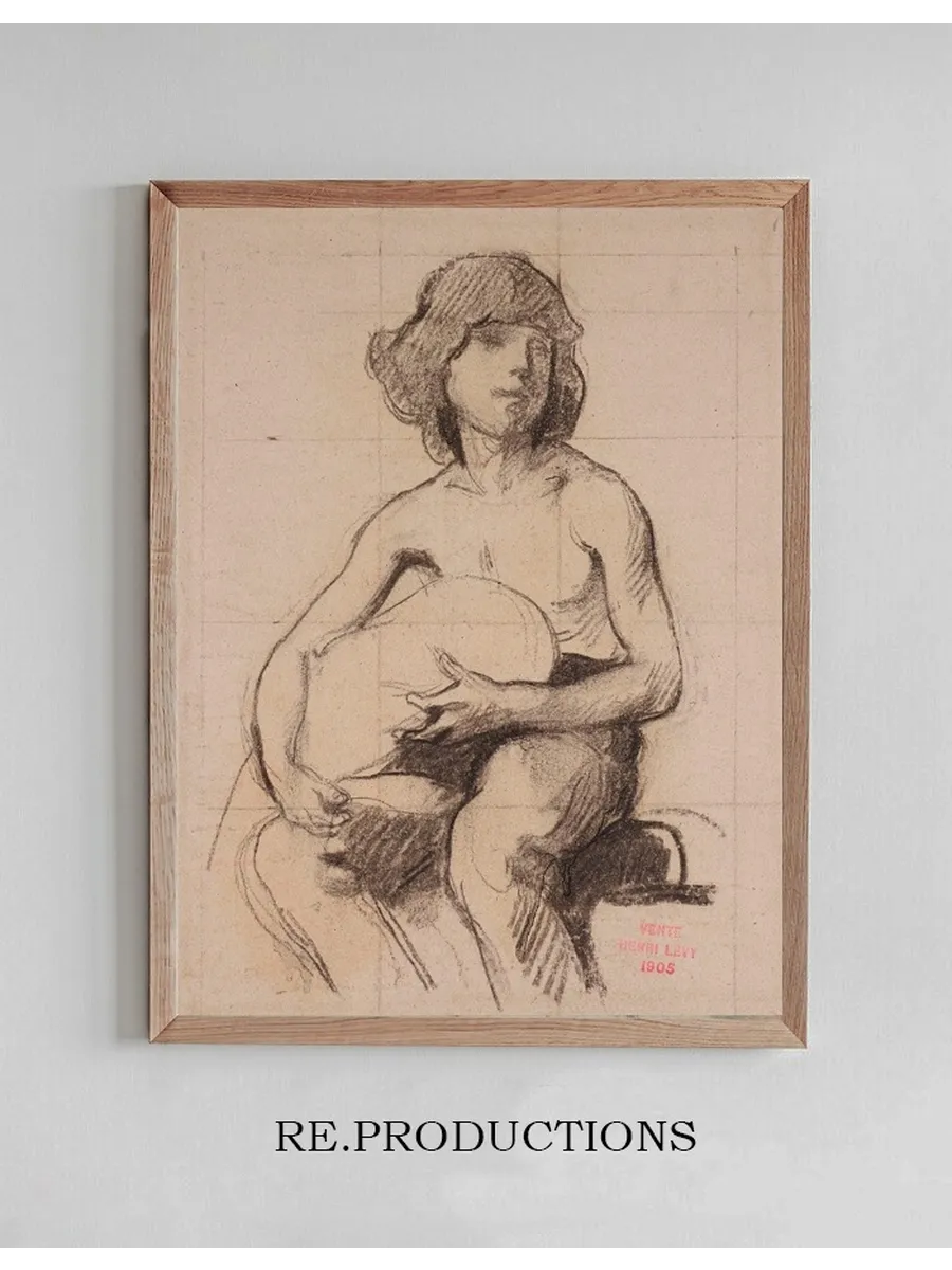 Etude de Jeune Homme Assis Tenant Quelque Chose Entre Ses Mains