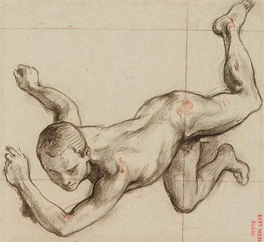 Etude de Jeune Homme Nu Contorsionn