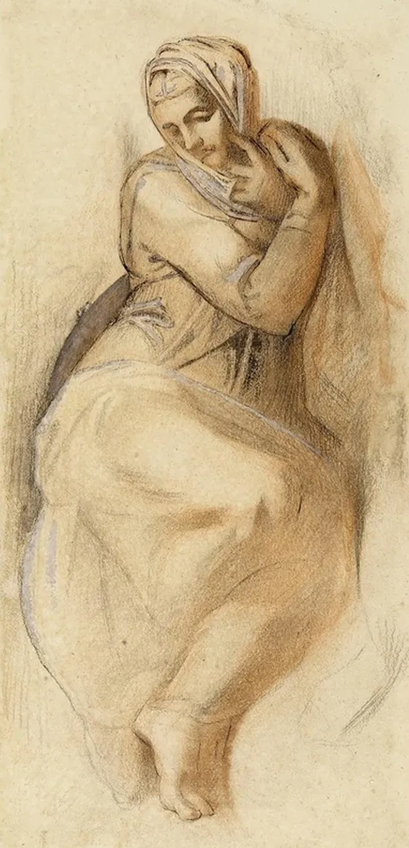 Etude de la Vierge du Jugement Dernier de la Chapelle Sixtine Rome, par Michel - Ange