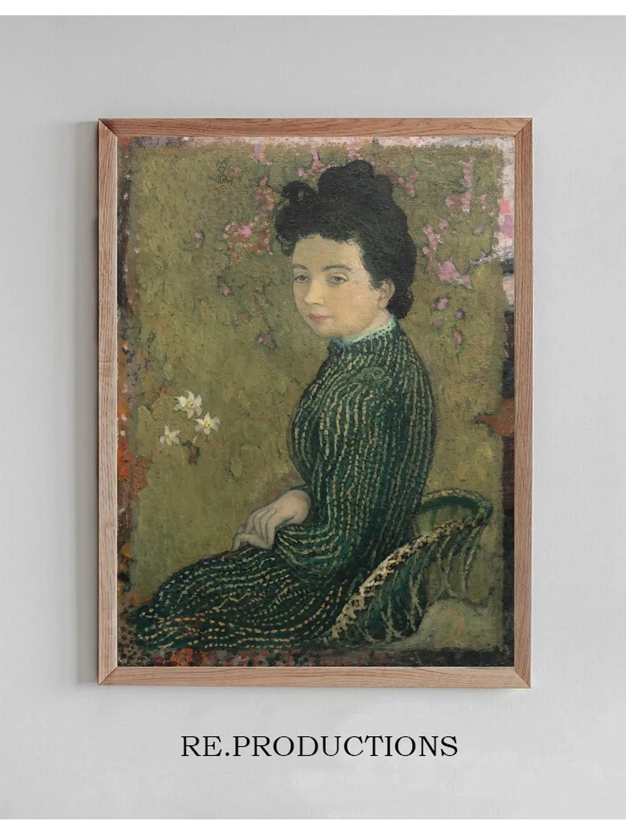 Eva Meurier in a Green Dress