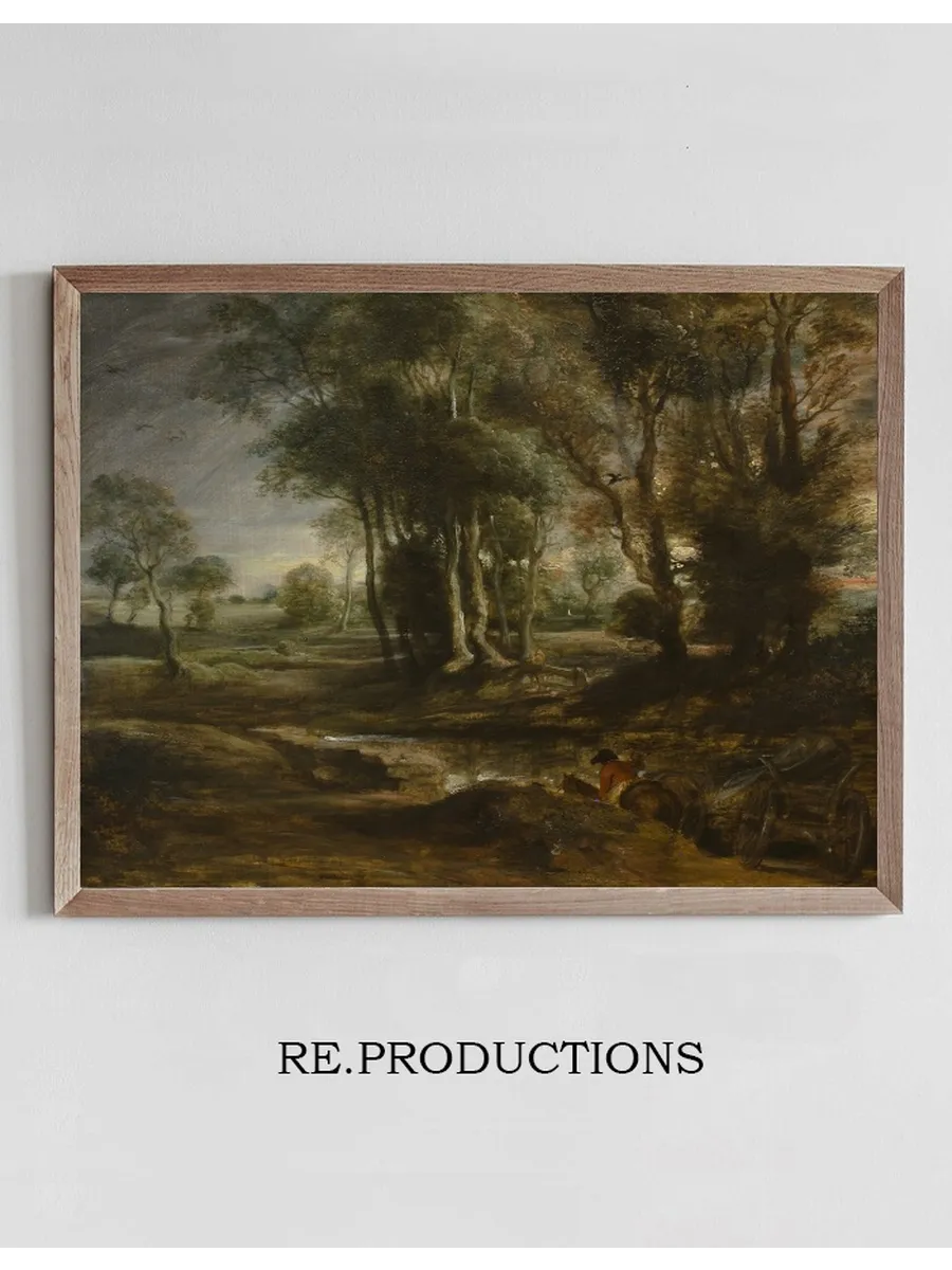 Evening Landscape with Timber Wagon