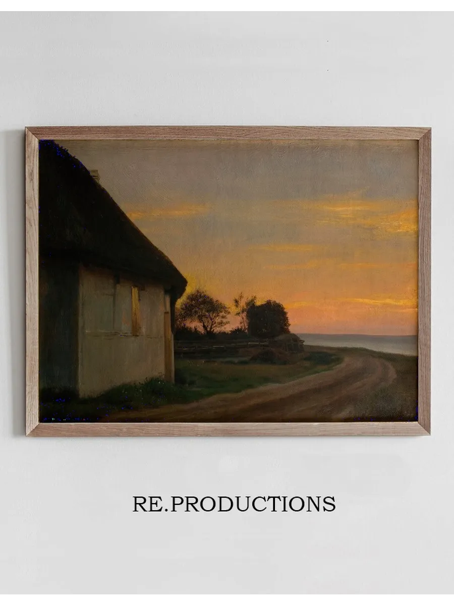 Evening Lanscape with a House and Garden by the Sea. Ellekilde