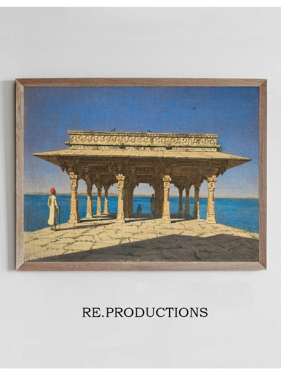Evening on a Lake. A Pavilion on the Marble Embankment in Rajnagar (udaipur Principality)